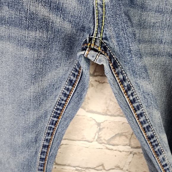 True Religion Joey Rainbow Stitch Low Rise Distressed Bootcut Jeans Blue Size 29 - Picture 6 of 15